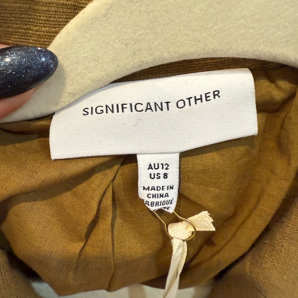 Elegant Tan Belted Blazer Dress - Picture 6 of 6